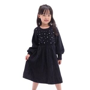 Rare Editions Toddler Long Sleeve‎ Embellished Sweater Dress - BlackSize 2T